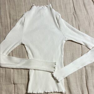 H&M Cream Ribbed Long Sleeve Top